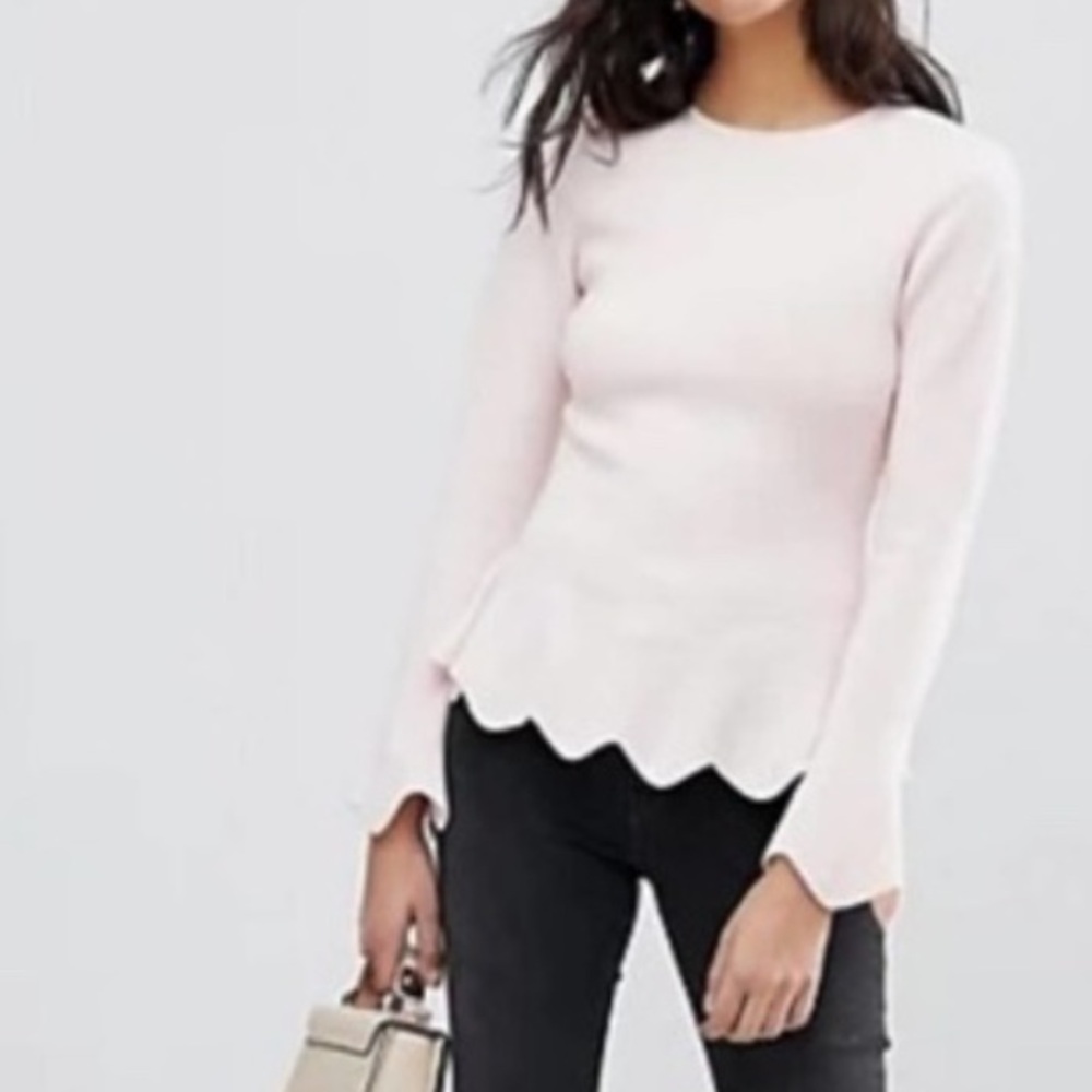 Ted Baker London Bobbe Peplum Wool Scallop Sweater